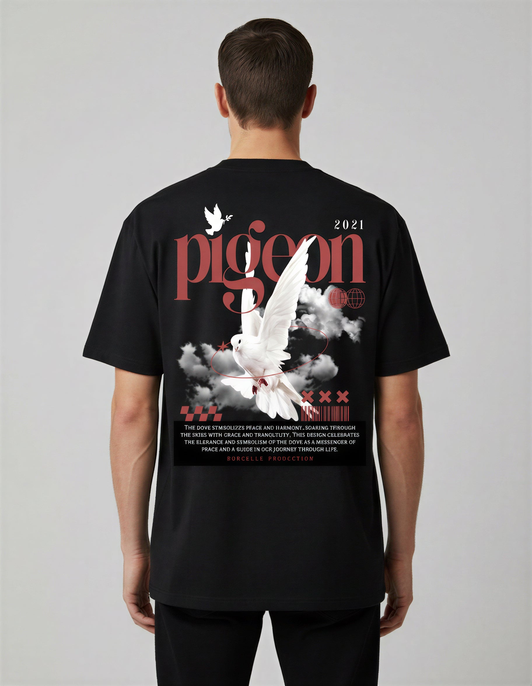 Peace Dove Oversized Graphic T-Shirt – Premium Cotton Streetwear Tee | Unisex Black